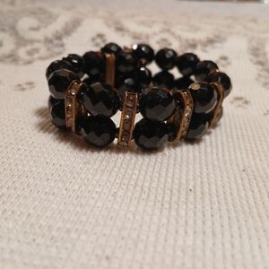 Chic Black and Gold Crystal Bracelet